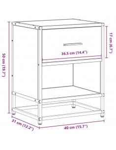 Comodino Rovere Fumo 40x31x50 cm in Truciolato