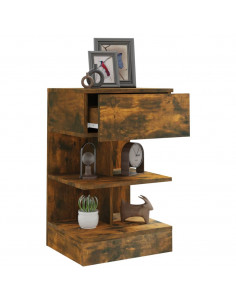 Comodino Rovere Fumo 40x35x65 cm in Legno Multistrato