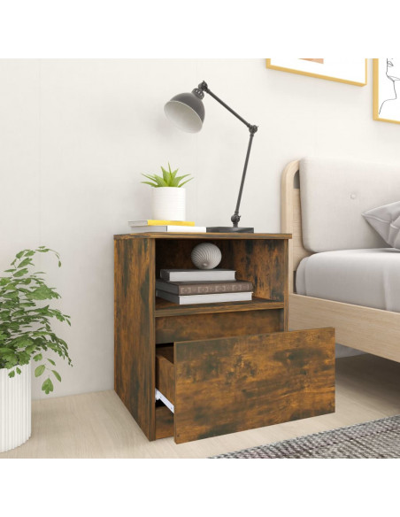 Comodino Rovere Fumo 40x40x50 cm in Legno Multistrato