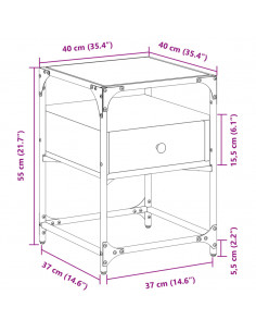 Comodino Rovere Fumo 40x40x55 cm in Legno Multistrato