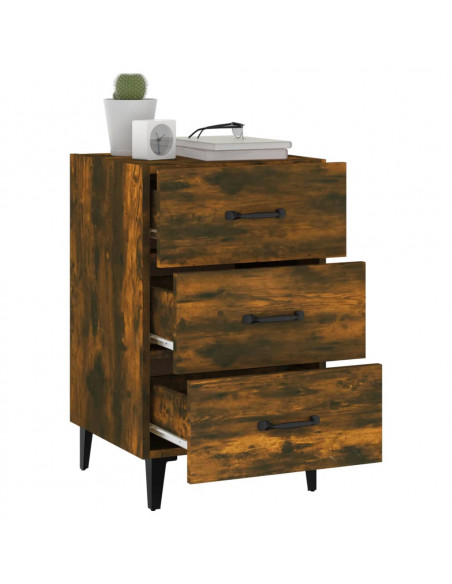 Comodino Rovere Fumo 40x40x66 cm in Legno Multistrato