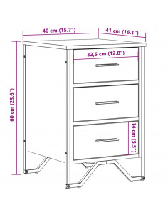 Comodino Rovere Fumo 40x41x60 cm in Legno Multistrato