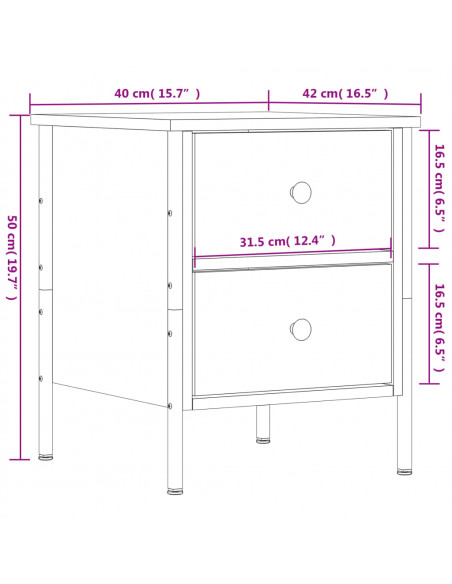 Comodino Rovere Fumo 40x42x50 cm Legno Multistrato