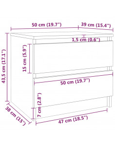 Comodino Rovere Fumo 50x39x43,5 cm in Legno Multistrato
