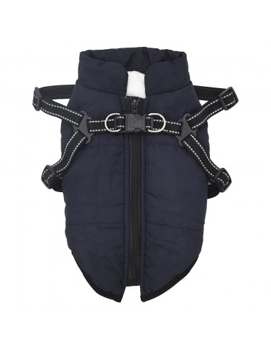 Cappotto Cani Imbracatura Impermeabile Riflettente Blu Navy M