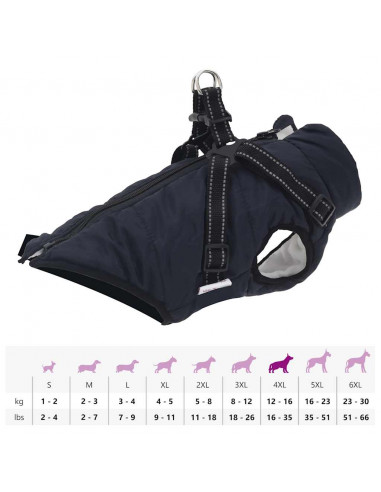 Cappotto Cani Imbracatura Impermeabile Riflettente Blu Navy M