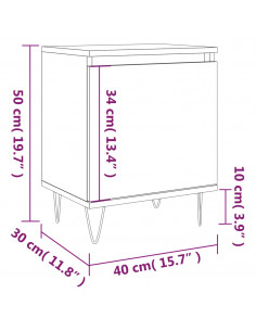 Comodino Rovere Marrone 40x30x50 cm in Legno Multistrato