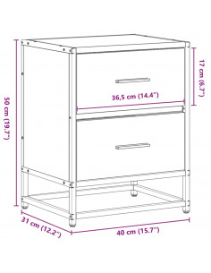 Comodino Rovere Marrone 40x31x50 cm in Truciolato