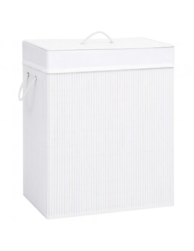 Cesto Portabiancheria in Bambù a 2 Sezioni Bianco 100 L