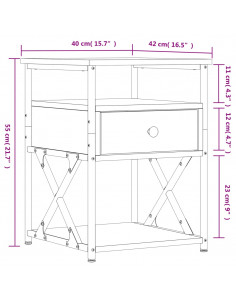 Comodino Rovere Marrone 40x42x55 cm in Legno Multistrato
