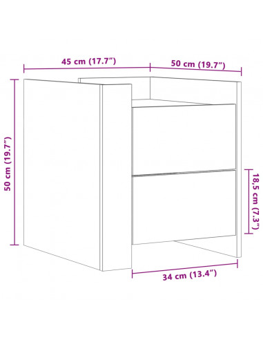 Comodino Rovere Marrone 45x50x50 cm in Truciolato