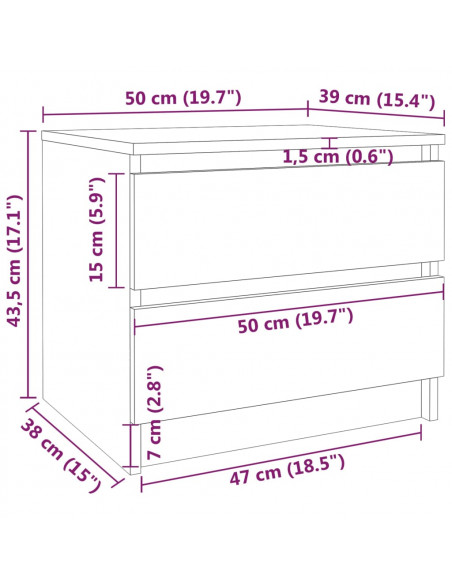 Comodino Rovere Marrone 50x39x43,5 cm in Legno Multistrato