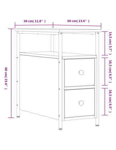Comodino Rovere Sonoma 30x60x60 cm in Legno Multistrato