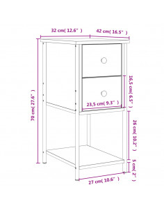 Comodino Rovere Sonoma 32x42x70 cm in Legno Multistrato