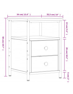 Comodino Rovere Sonoma 34x35,5x50 cm in Legno Multistrato
