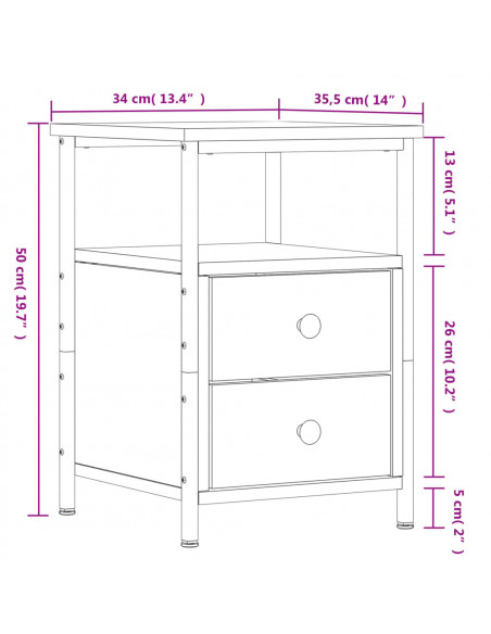 Comodino Rovere Sonoma 34x35,5x50 cm in Legno Multistrato