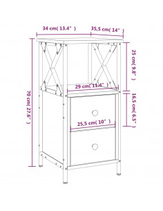 Comodino Rovere Sonoma 34x35,5x70 cm in Legno Multistrato