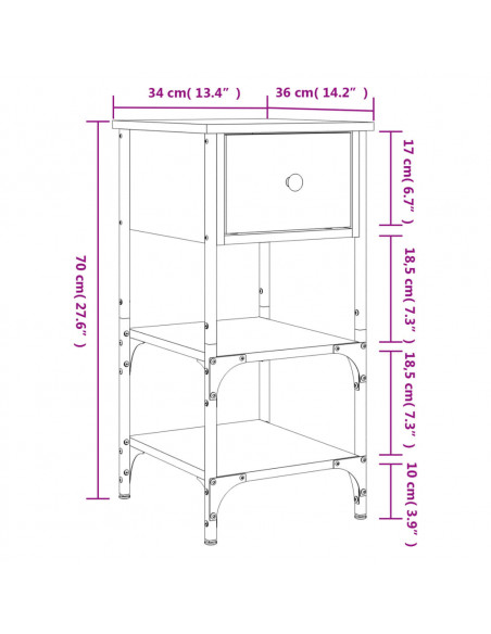 Comodino Rovere Sonoma 34x36x70 cm in Legno Multistrato