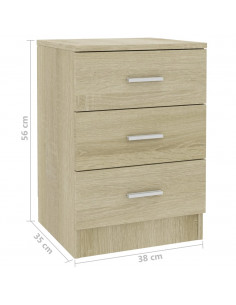 Comodino Rovere Sonoma 38x35x56 cm in Legno Multistrato