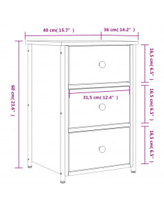 Comodino Rovere Sonoma 40x36x60 cm in Legno Multistrato