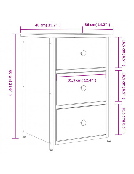 Comodino Rovere Sonoma 40x36x60 cm in Legno Multistrato