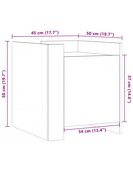 Comodino Rovere Sonoma 45x50x50 cm in Legno Multistrato