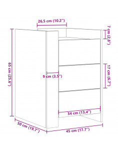Comodino Rovere Sonoma 45x50x65 cm in Legno Multistrato