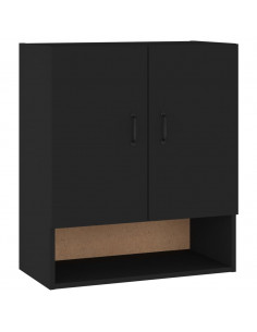 Armadietto a Muro Nero 60x31x70 cm in Legno Multistrato 2