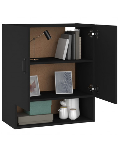 Armadietto a Muro Nero 60x31x70 cm in Legno Multistrato