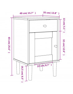 Comodino SENJA Aspetto Rattan Nero 40x35x65 cm in Legno Pino