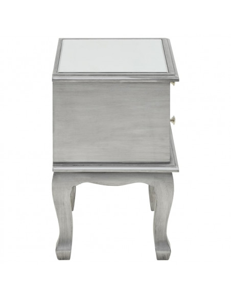 Comodino Specchiato in MDF e Vetro 34,5x30x50 cm