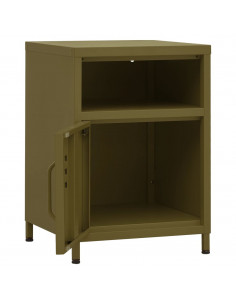 Comodino Verde Oliva 35x35x51 cm in Acciaio