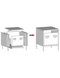 Comodino Verde Oliva 35x39x43,5 cm in Acciaio