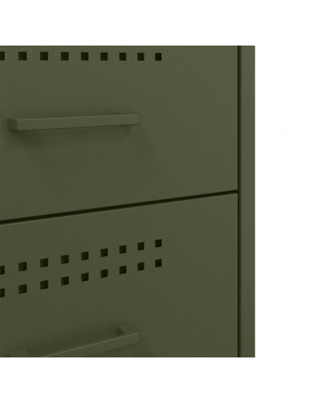 Comodino Verde Oliva 36x39x68 cm in Acciaio Laminato a Freddo