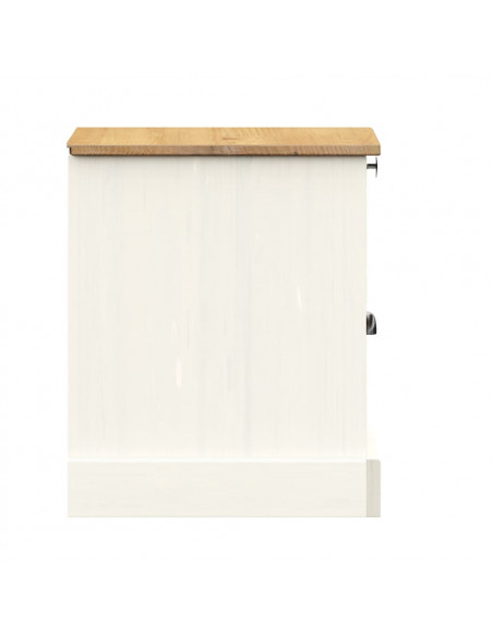 Comodino VIGO Bianco 42x35x42 cm in Legno Massello di Pino