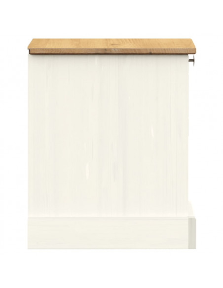 Comodino VIGO Bianco 42x35x42 cm in Legno Massello di Pino