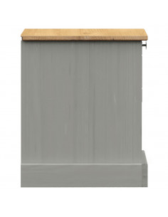 Comodino VIGO Grigio 42x35x42 cm in Legno Massello di Pino