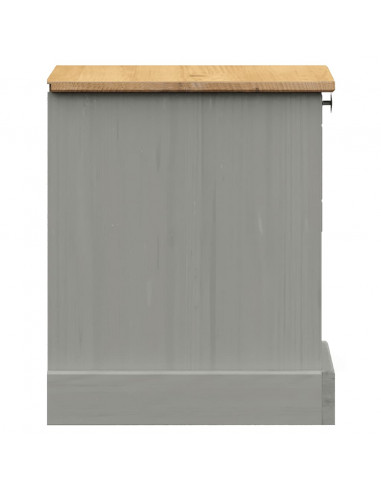 Comodino VIGO Grigio 42x35x42 cm in Legno Massello di Pino