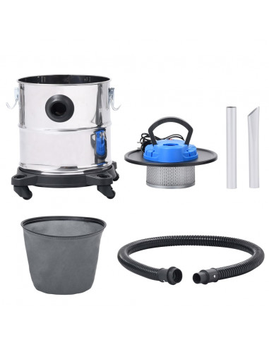 Aspiracenere con Filtro HEPA 1200 W 20 L in Acciaio Inox