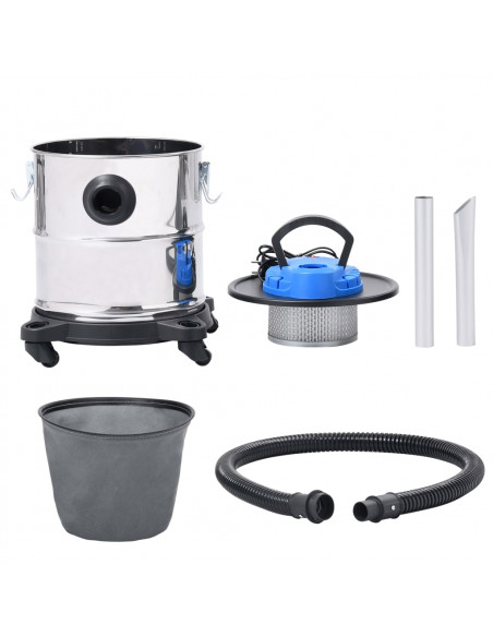Aspiracenere con Filtro HEPA 1200 W 20 L in Acciaio Inox