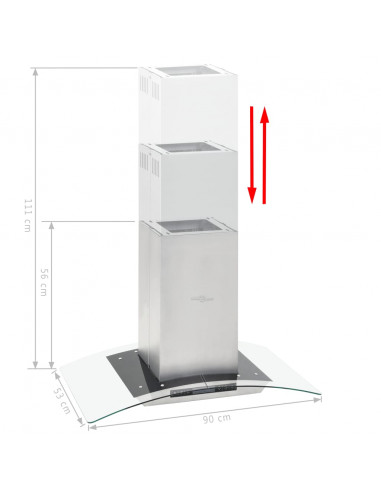 Cappa a Isola 90cm con Display LCD e Sensore Touch 756 m³/h LED