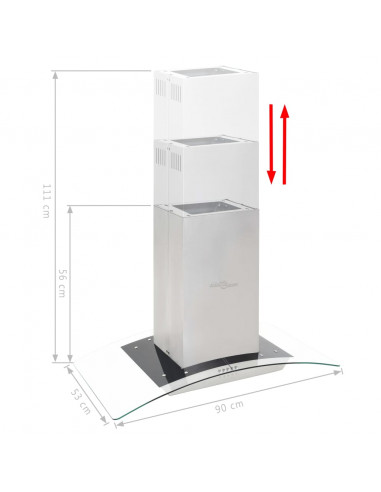 Cappa a Isola 90 cm in Acciaio Inossidabile 756 m³/h LED