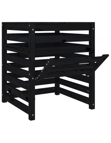 Compostiera Nera 63,5x63,5x77,5 cm in Legno Massello di Pino