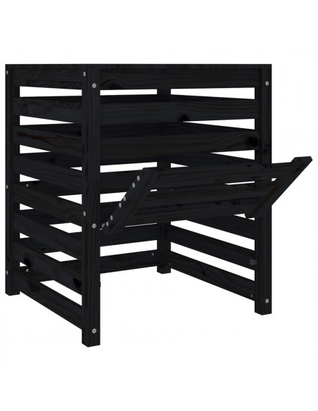 Compostiera Nera 63,5x63,5x77,5 cm in Legno Massello di Pino