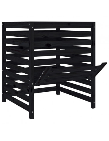 Compostiera Nera 82,5x82,5x99,5 cm in Legno Massello di Pino