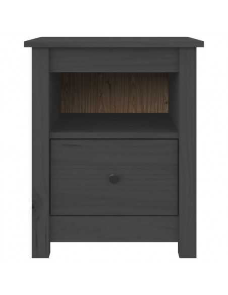 Comodino Grigio 40x35x49 cm in Legno Massello di Pino