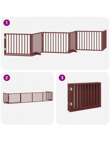 Cancello Cani Porta Pieghevole Marrone 6 Pannelli 480cm Pioppo