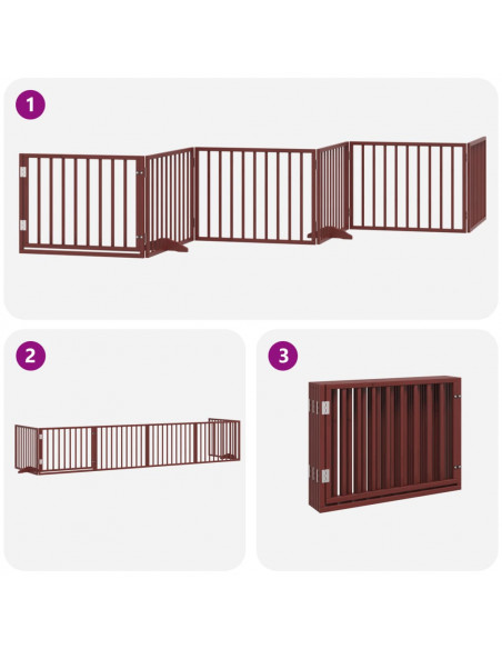 Cancello Cani Porta Pieghevole Marrone 6 Pannelli 480cm Pioppo