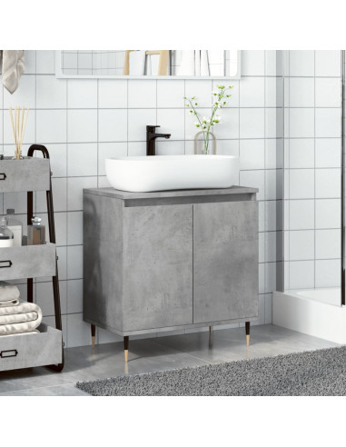 Armadietto da Bagno Grigio Cemento 58x33x60cm in Truciolato