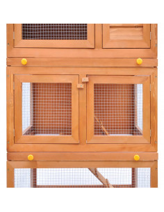 Conigliera all'Aperto Gabbia Animali Piccoli a 3 Livelli Legno
